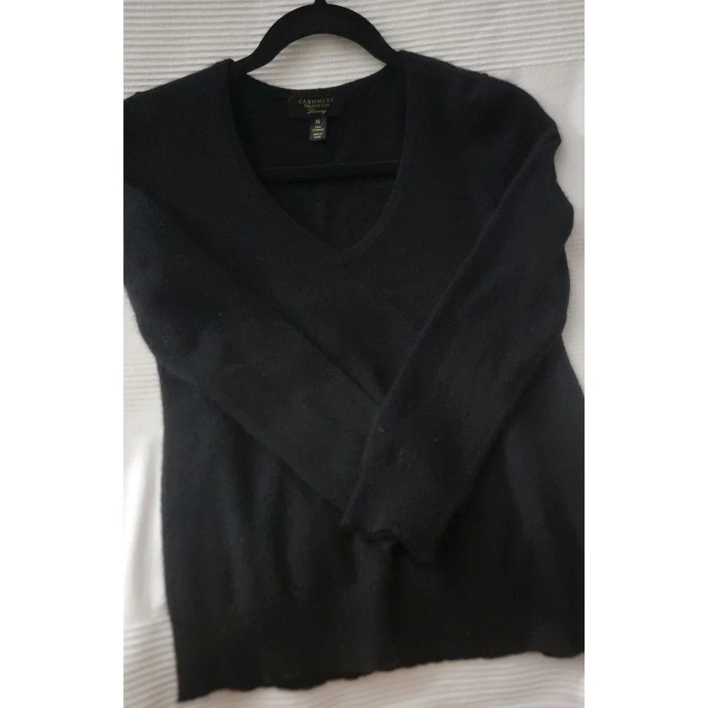 Charter‎ Club Luxury Black 100pre Cashmere V Neck Sweater XS softness authentic